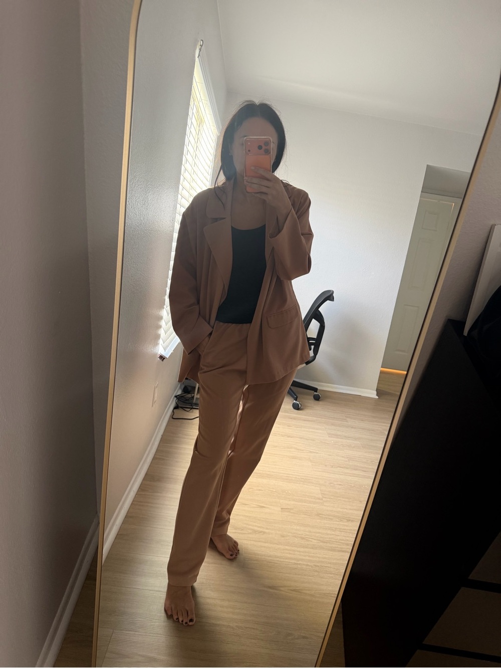 Women's Tan Tailored Blazer & Pants Set